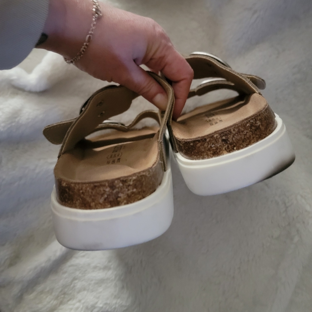 Project Cloud Memory Foam Platform Tan Sandals Size 10 - Picture 4 of 6